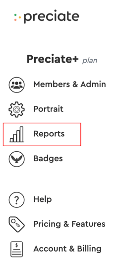 reports in admin portal menu